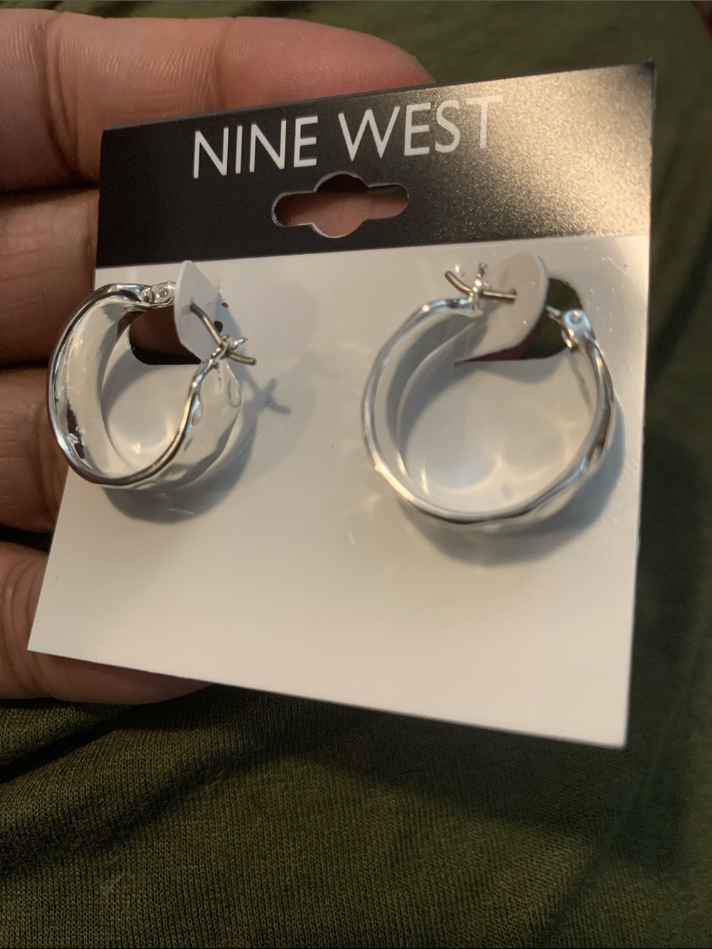 NWT Nine West Shiny Silver Hoop Earrings